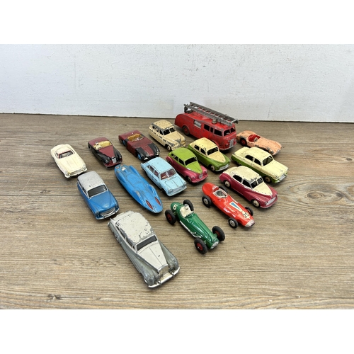 398 - Sixteen vintage die-cast model vehicles to include Hillman Husky, Dingy Supertoys fire engine, Corgi... 