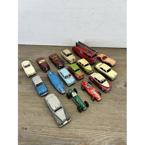 398 - Sixteen vintage die-cast model vehicles to include Hillman Husky, Dingy Supertoys fire engine, Corgi... 