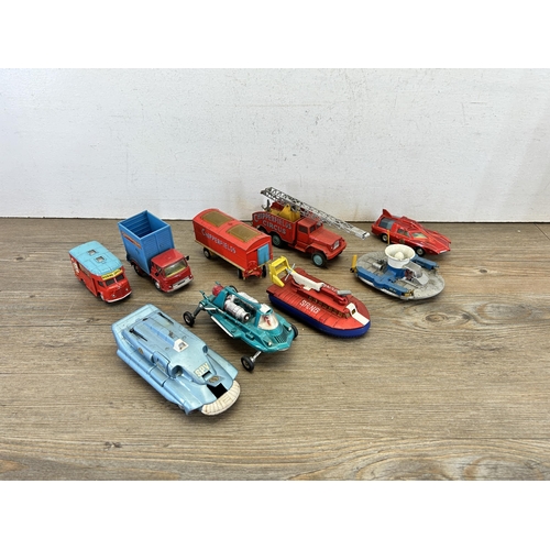 399 - Nine vintage die-cast model vehicles to include Dinky SRN No.6 Hovercraft, Dinky Spectrum Patrol car... 