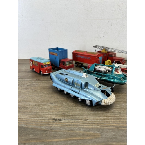 399 - Nine vintage die-cast model vehicles to include Dinky SRN No.6 Hovercraft, Dinky Spectrum Patrol car... 