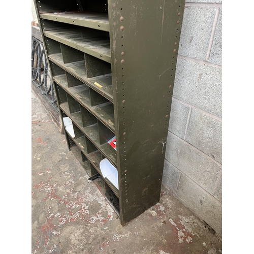 2 - A military green metal industrial filing cabinet - approx. 219cm high x 92cm wide x 31cm deep