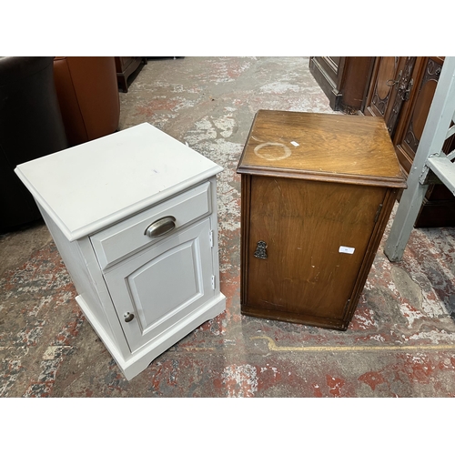 33 - Two bedside cabinets, one Austinsuite walnut and one white painted