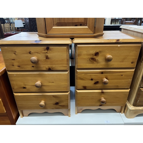 34 - Four pieces of pine furniture, one wall mountable corner cabinet and three bedside chests