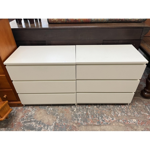 35 - Two IKEA Malm white laminate chests of three drawers