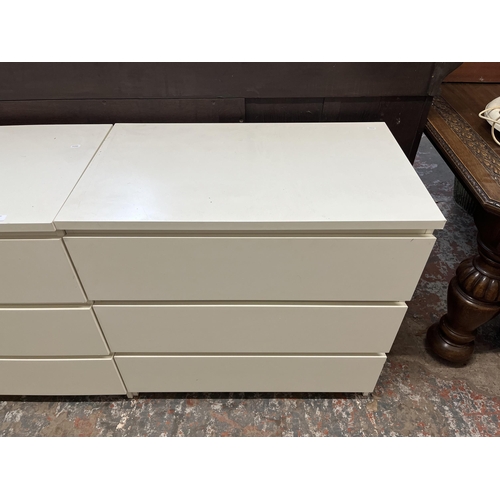 35 - Two IKEA Malm white laminate chests of three drawers