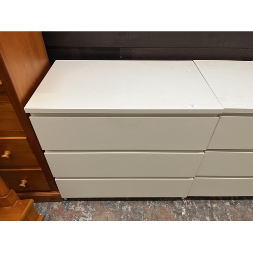 35 - Two IKEA Malm white laminate chests of three drawers