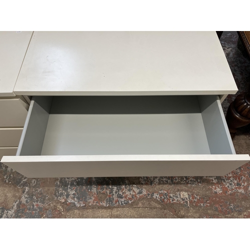 35 - Two IKEA Malm white laminate chests of three drawers