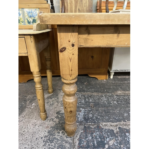 56 - A Victorian style solid pine rectangular farmhouse dining table - approx. 78cm high x 88cm wide x 15... 