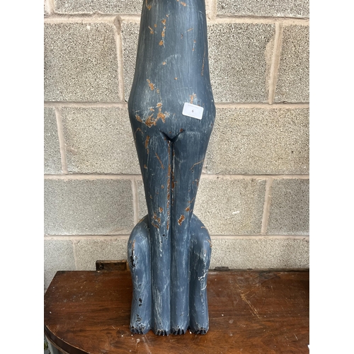 6 - A pair of painted wooden cat garden statues - approx. 100cm high