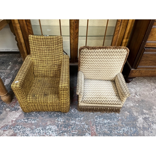 60 - Two mid 20th century fabric upholstered child's armchairs