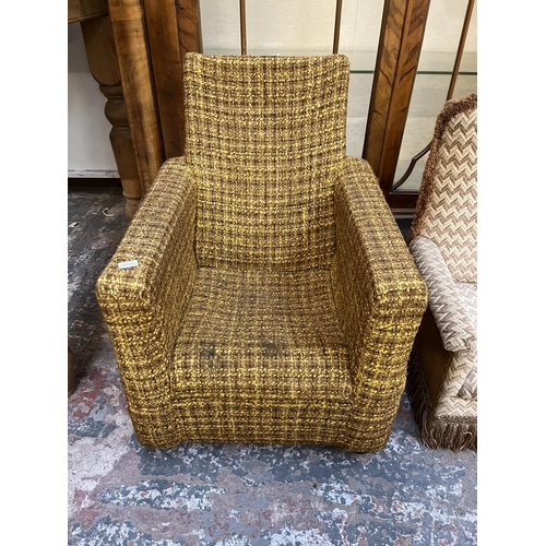 60 - Two mid 20th century fabric upholstered child's armchairs