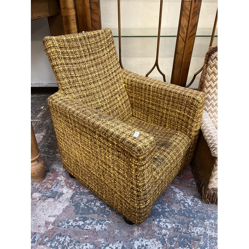 60 - Two mid 20th century fabric upholstered child's armchairs