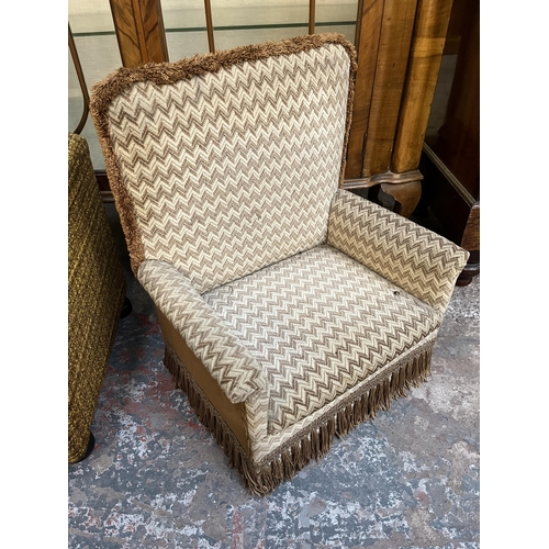 60 - Two mid 20th century fabric upholstered child's armchairs