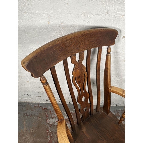 75 - An elm farmhouse grandfather chair