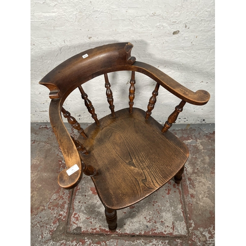 78 - A Victorian elm and beech smoker's bow chair