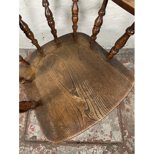 78 - A Victorian elm and beech smoker's bow chair