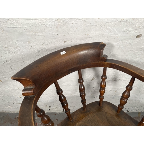 78 - A Victorian elm and beech smoker's bow chair