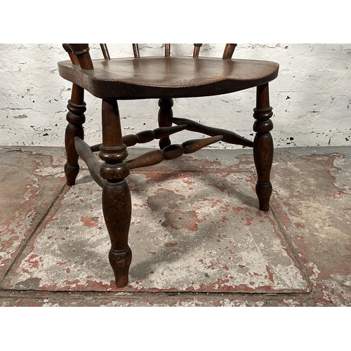 78 - A Victorian elm and beech smoker's bow chair