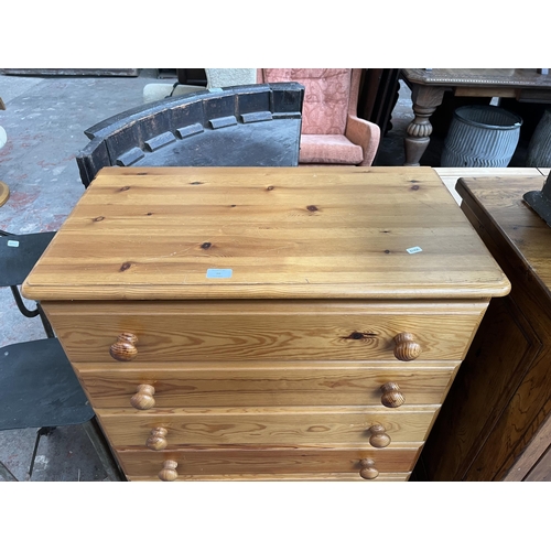 86 - A pine chest of six drawers - approx. 100cm high x 75cm wide x 40cm deep