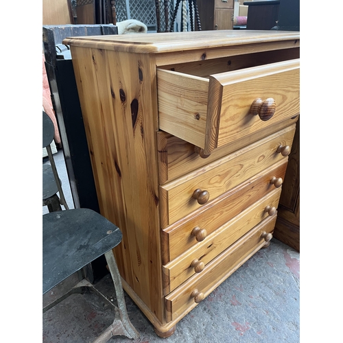 86 - A pine chest of six drawers - approx. 100cm high x 75cm wide x 40cm deep