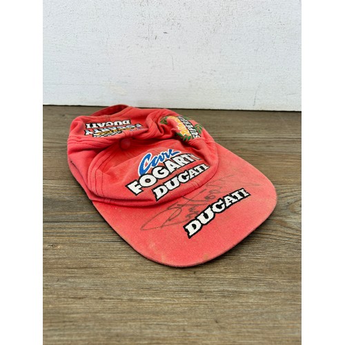 432A - A signed Carl Fogarty red Ducati baseball cap