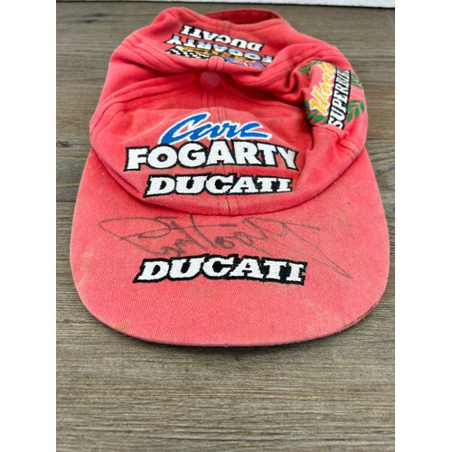 432A - A signed Carl Fogarty red Ducati baseball cap