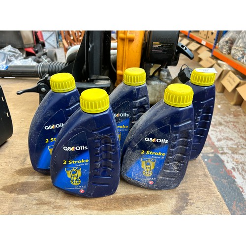 868 - Five 1ltr bottles of Q8 Oils 2 stroke engine oil