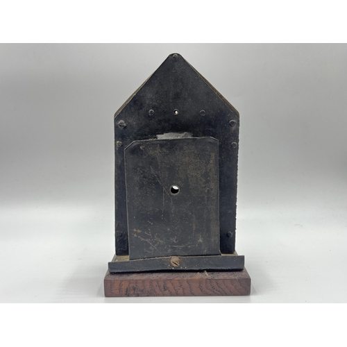 2272 - A Victorian brass and iron novelty bank money box - approx. 19cm high