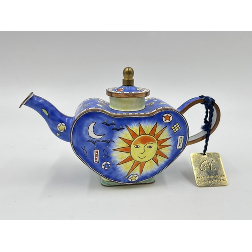 2274 - A Trade Plus Aid CM79 hand painted enamel teapot, edition no. C950 - approx. 7cm high