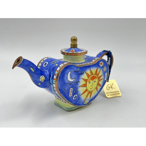 2274 - A Trade Plus Aid CM79 hand painted enamel teapot, edition no. C950 - approx. 7cm high