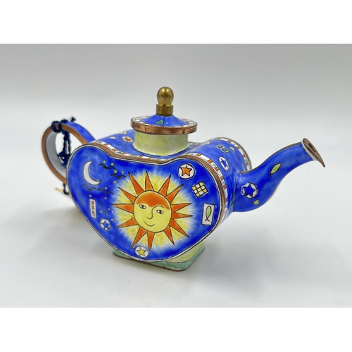 2274 - A Trade Plus Aid CM79 hand painted enamel teapot, edition no. C950 - approx. 7cm high