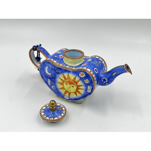 2274 - A Trade Plus Aid CM79 hand painted enamel teapot, edition no. C950 - approx. 7cm high