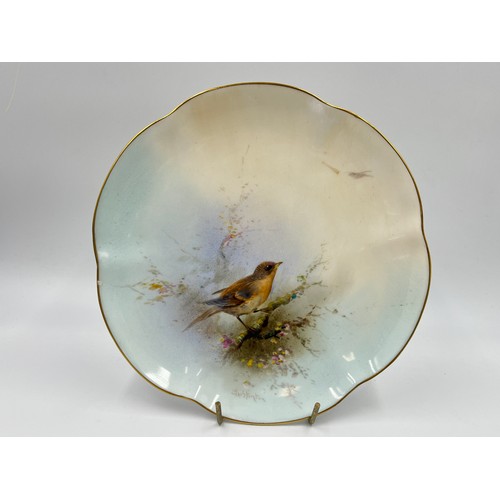 297 - A Royal Worcester Brambling hand painted porcelain plate signed James Stinton  - approx. 22cm diamet... 