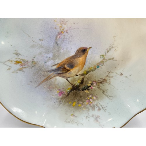 297 - A Royal Worcester Brambling hand painted porcelain plate signed James Stinton  - approx. 22cm diamet... 