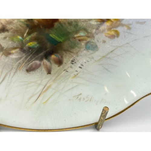 296 - A Royal Worcester Gold Crested Wren hand painted porcelain plate signed James Stinton  - approx. 22c... 