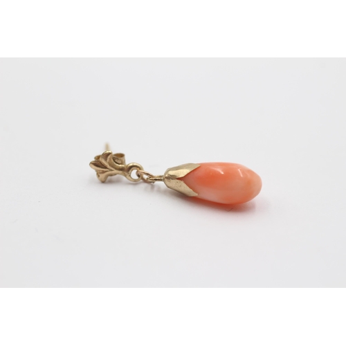 2001 - Two pairs of 9ct gold coral earrings - approx. gross weight 2g