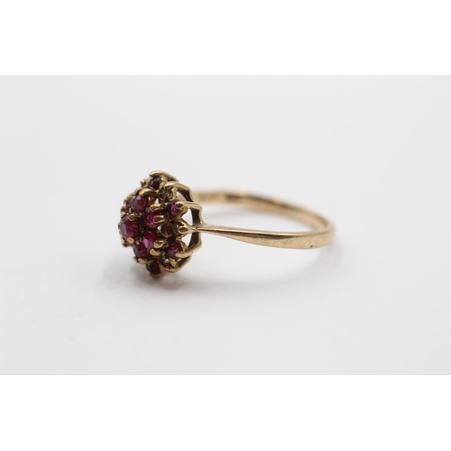 2023 - A 9ct gold diamond and ruby cluster ring - approx. gross weight 2.4g