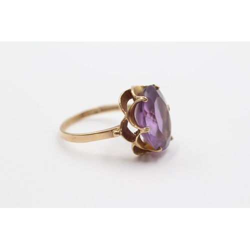 2043 - A 9ct gold amethyst cocktail ring - approx. gross weight 4.9g