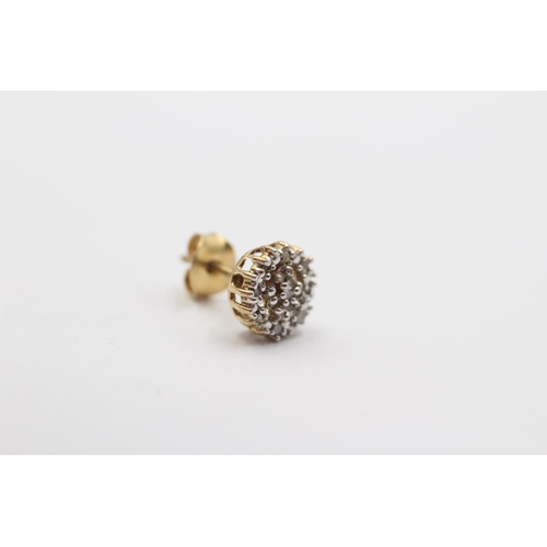 2045 - A pair of 9ct gold diamond cluster stud earrings - approx. gross weight 2.2g