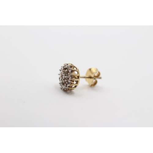 2045 - A pair of 9ct gold diamond cluster stud earrings - approx. gross weight 2.2g