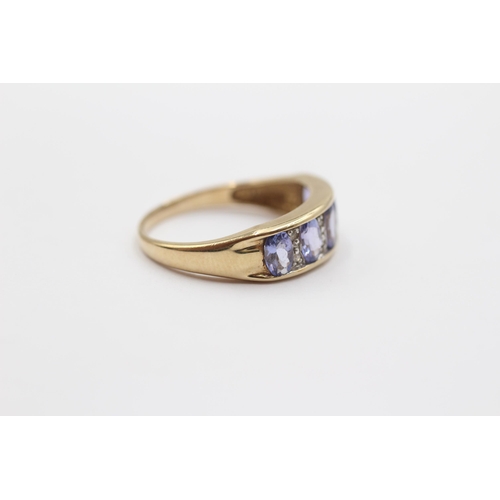 2085 - A 9ct gold tanzanite and diamond ring - approx. gross weight 2.4g