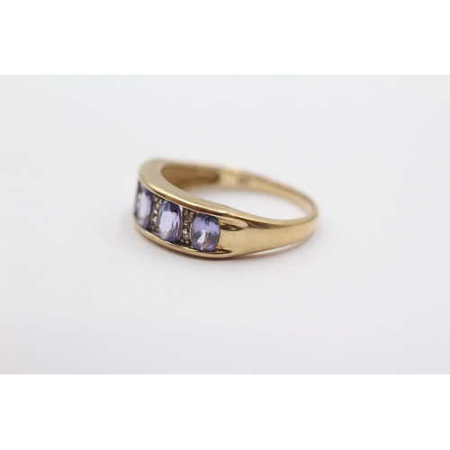 2085 - A 9ct gold tanzanite and diamond ring - approx. gross weight 2.4g