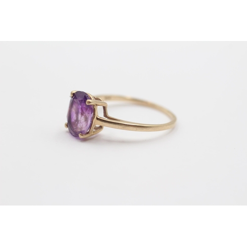 2122 - A TGGC 9ct gold amethyst cocktail ring - approx. gross weight 2g