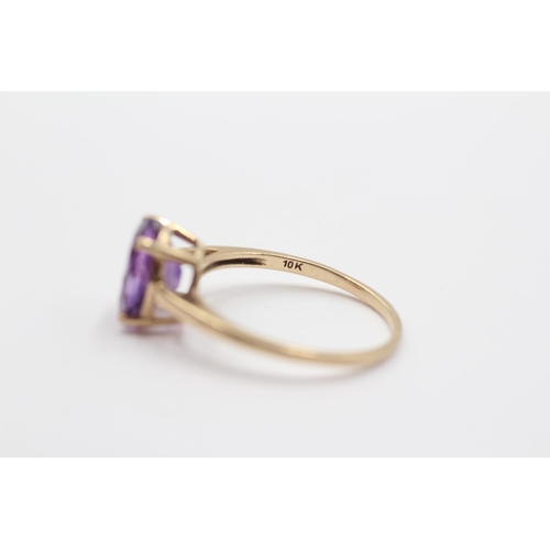 2122 - A TGGC 9ct gold amethyst cocktail ring - approx. gross weight 2g