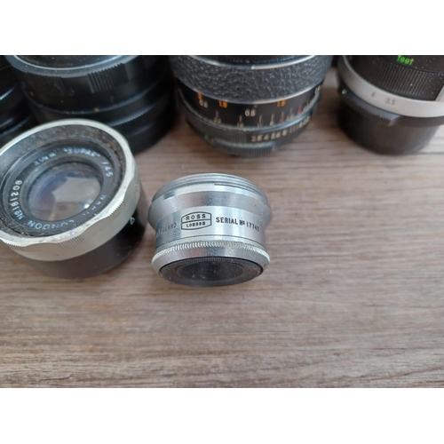 503 - A collection of lenses to include Wray Supar, Ross Resolux, Helios-44M, Soligor, Pentax-A zoom, Sigm... 