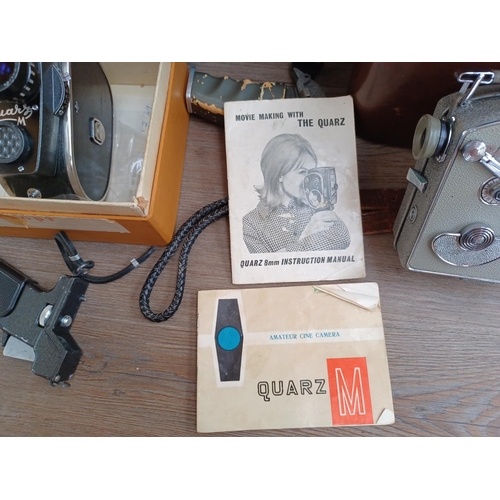 507 - A collection of 8mm home movies with two cine cameras, one boxed Russian KMZ Quarz-M and one cased F... 