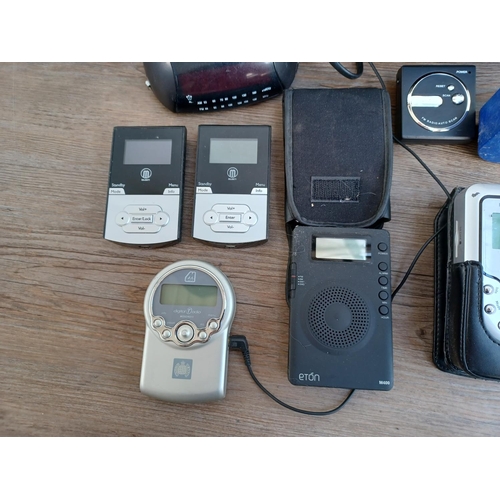 516 - A collection of radios, CD players and cassette recorders to include two Majority pocket DAB, cased ... 