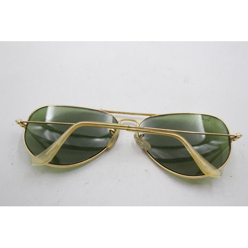 2387 - A pair of vintage Ray-Ban Bausch & Lomb gold tone Aviator sunglasses with case