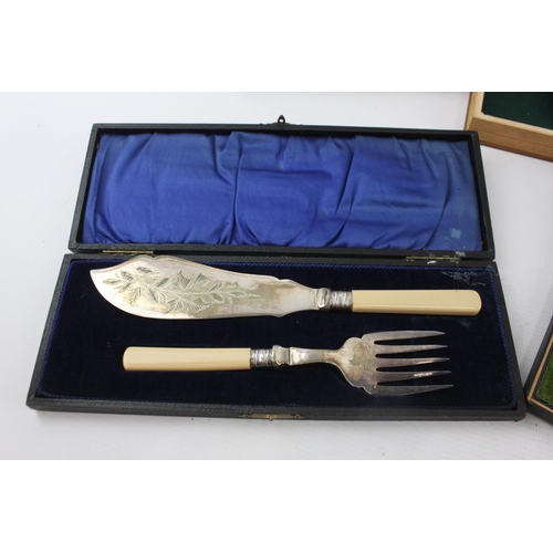 328 - Four vintage boxed cutlery sets to include fish cutlery etc.