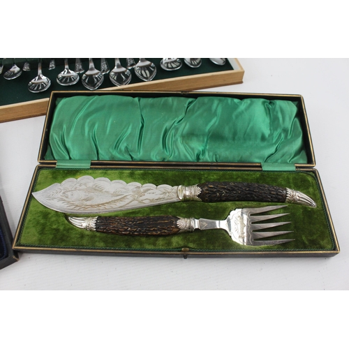 328 - Four vintage boxed cutlery sets to include fish cutlery etc.